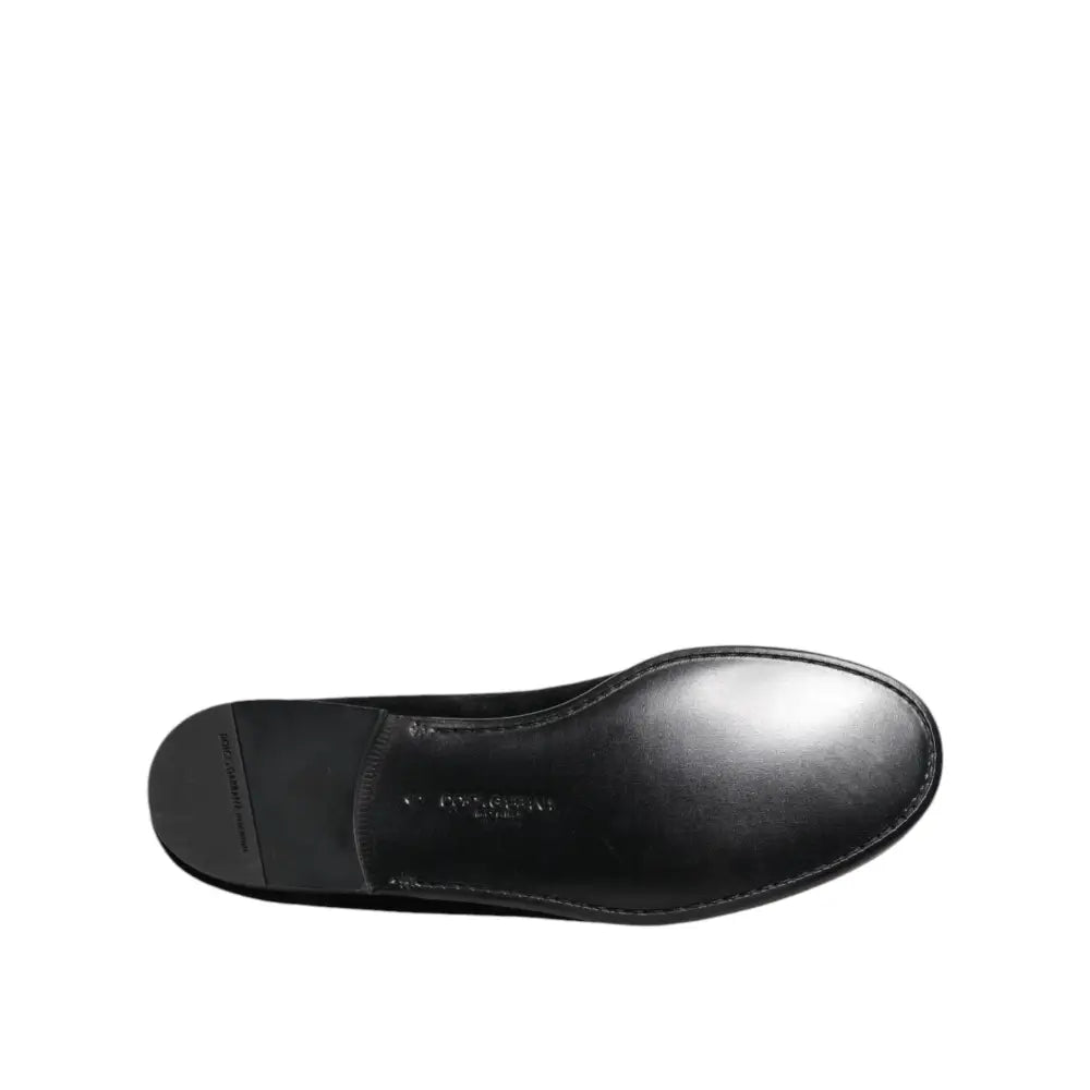 Dolce & Gabbana Black Jacquard Loafers Formal Men Dress Shoes