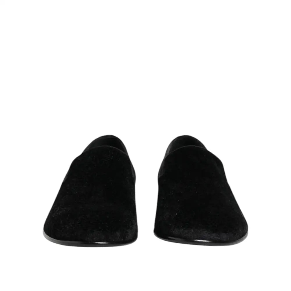 Dolce & Gabbana Black Jacquard Loafers Formal Men Dress Shoes