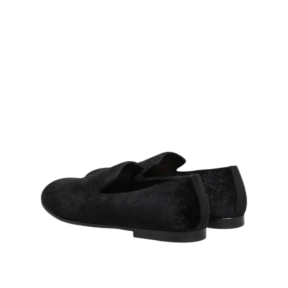 Dolce & Gabbana Black Jacquard Loafers Formal Men Dress Shoes