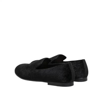 Dolce & Gabbana Black Jacquard Loafers Formal Men Dress Shoes