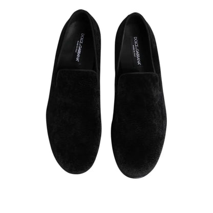 Dolce & Gabbana Black Jacquard Loafers Formal Men Dress Shoes