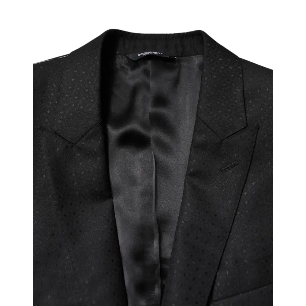Sort Dolce & Gabbana sort jakke i sort jacquard med prikket mønster