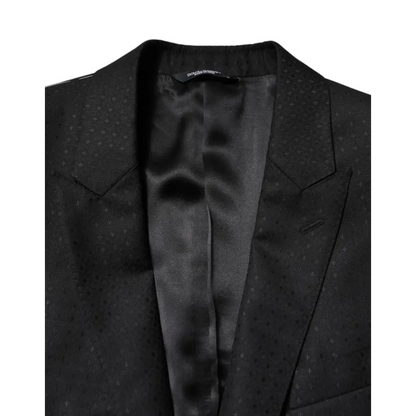 Sort Dolce & Gabbana sort jakke i sort jacquard med prikket mønster