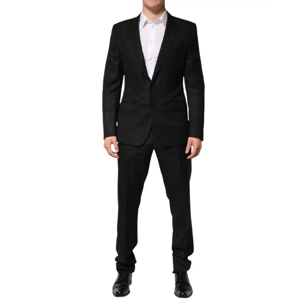 Dolce & Gabbana black jacquard single breasted suit with modern three-button cut