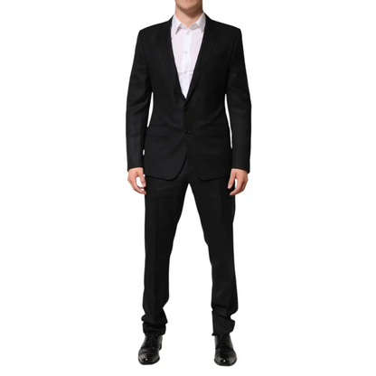 Dolce & Gabbana black jacquard single breasted suit with modern three-button cut