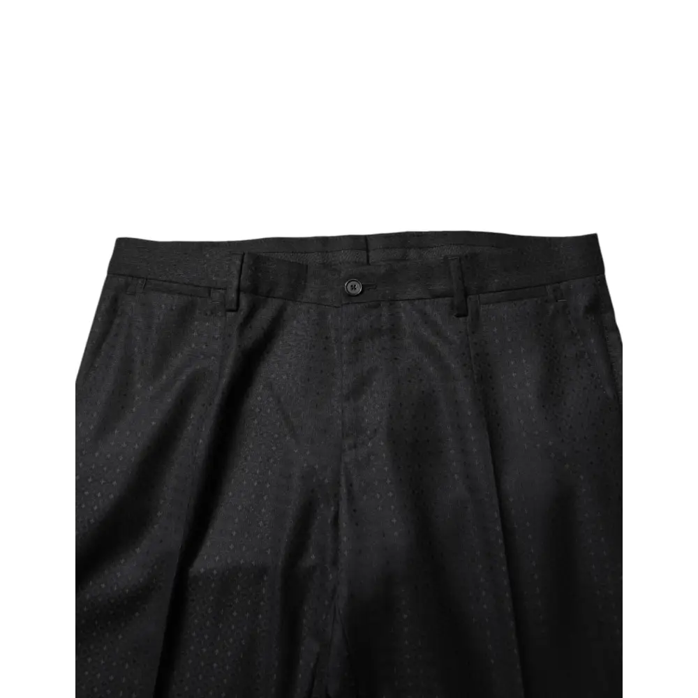 Dolce & Gabbana black jacquard single breasted suit trousers with dotted pattern