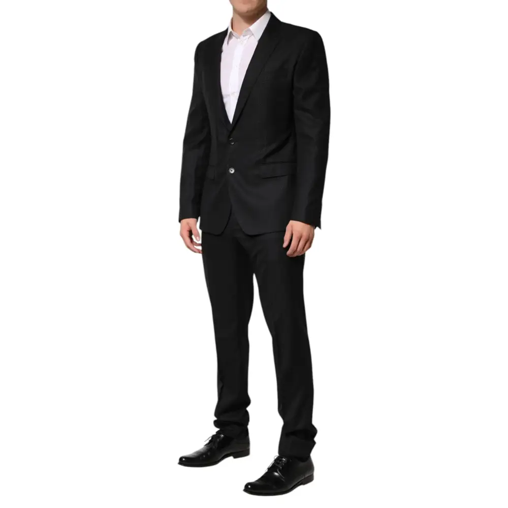 Dolce & Gabbana black jacquard single breasted suit with sleek modern cut