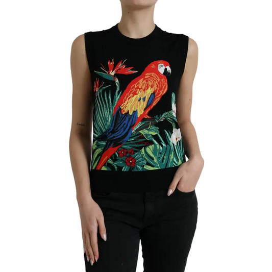 Dolce & Gabbana Black Jungle Crew Neck Sleeveless Tank Top - T-shirts
