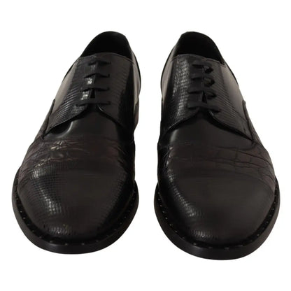 Dolce & Gabbana Black Leather Exotic Skins Formal Shoes