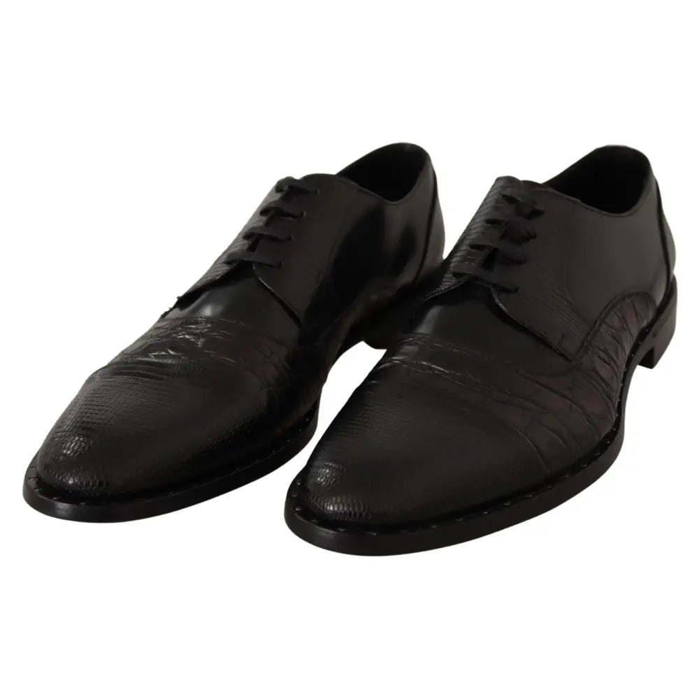 Dolce & Gabbana Black Leather Exotic Skins Formal Shoes