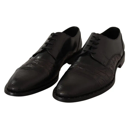 Dolce & Gabbana Black Leather Exotic Skins Formal Shoes