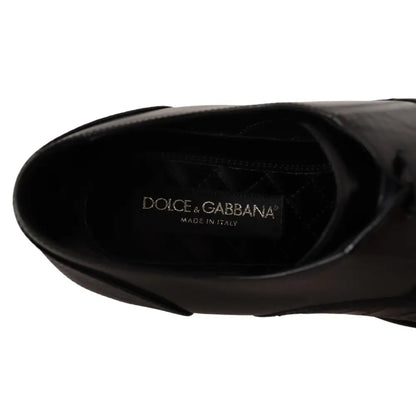 Dolce & Gabbana Black Leather Exotic Skins Formal Shoes