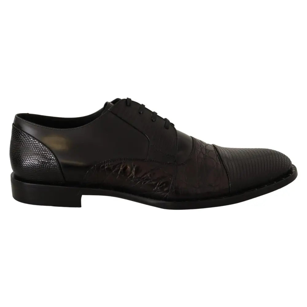 Dolce & Gabbana Black Leather Exotic Skins Formal Shoes