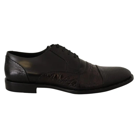 Dolce & Gabbana Black Leather Exotic Skins Formal Shoes