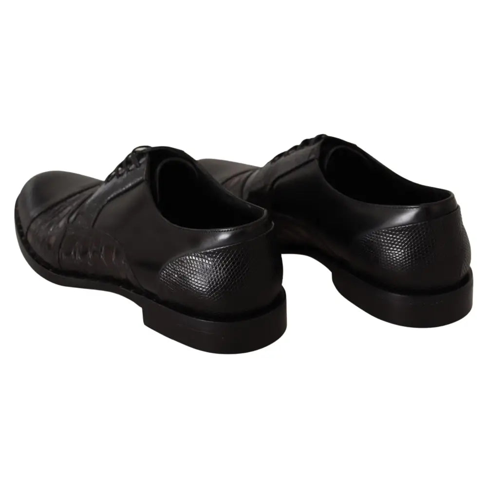 Dolce & Gabbana Black Leather Exotic Skins Formal Shoes