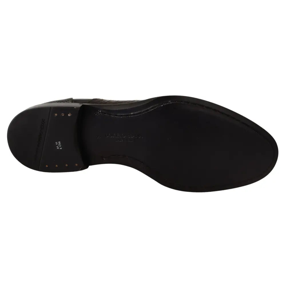 Dolce & Gabbana Black Leather Exotic Skins Formal Shoes