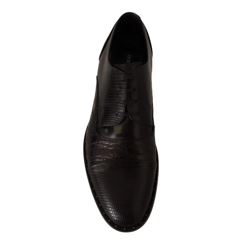 Dolce & Gabbana Black Leather Exotic Skins Formal Shoes