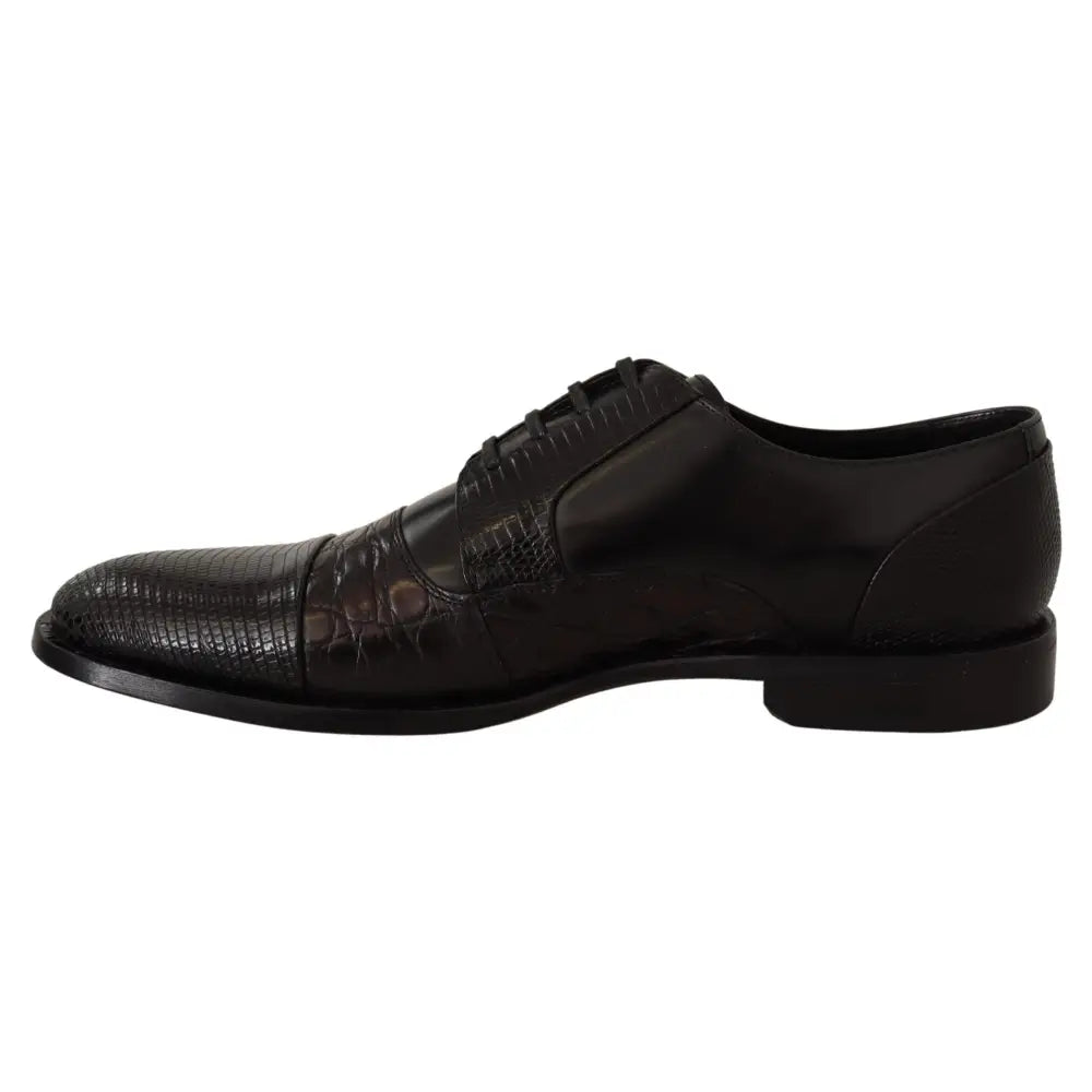 Dolce & Gabbana Black Leather Exotic Skins Formal Shoes