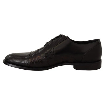 Dolce & Gabbana Black Leather Exotic Skins Formal Shoes