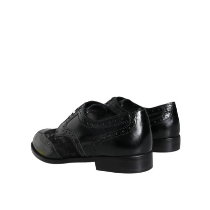 Dolce & Gabbana Black Leather Floral Lace Dress Formal Shoes