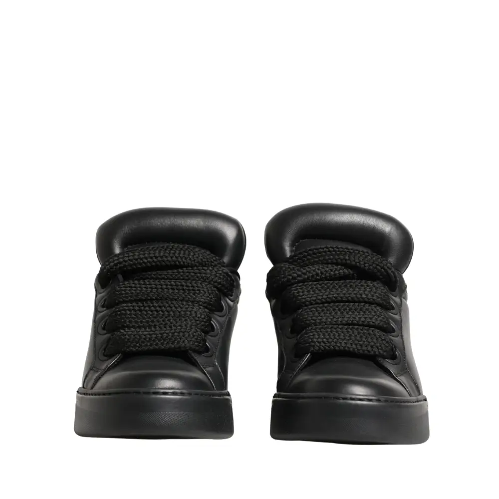 Dolce & Gabbana Black Leather Portofino Low Top Sneakers Shoes - Sneakers