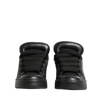 Dolce & Gabbana Black Leather Portofino Low Top Sneakers Shoes - Sneakers