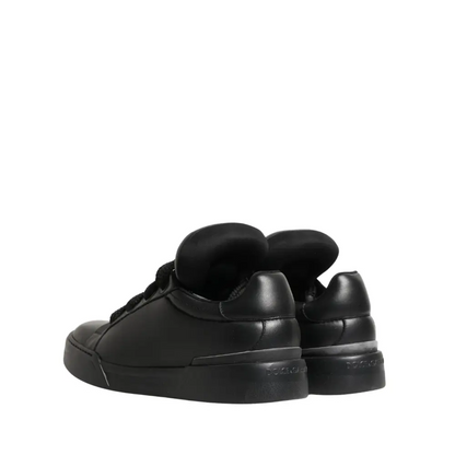 Dolce & Gabbana Black Leather Portofino Low Top Sneakers Shoes - Sneakers