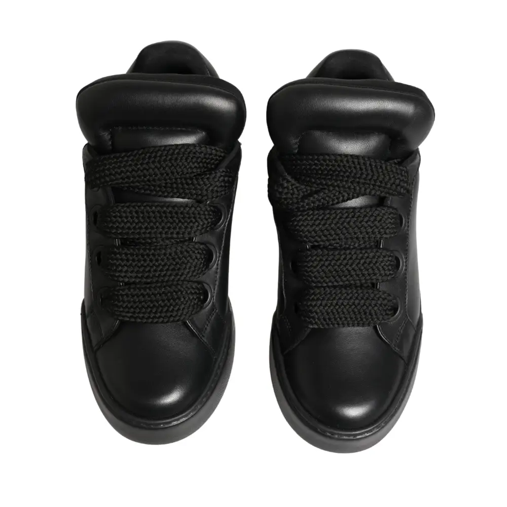 Dolce & Gabbana Black Leather Portofino Low Top Sneakers Shoes - Sneakers