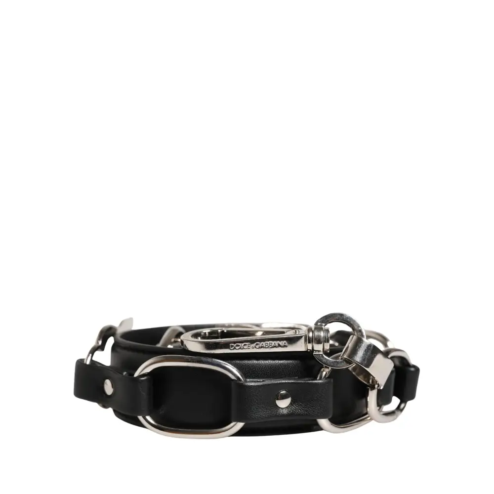 Dolce & Gabbana gabbana black leather armbånd med sølv hardware