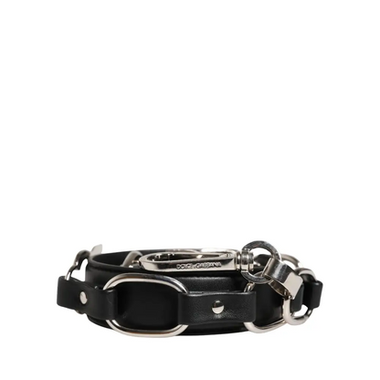 Dolce & Gabbana gabbana black leather armbånd med sølv hardware