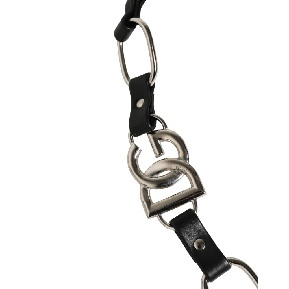 Dolce & Gabbana gabbana black leather strap with silver-toned DG logo clasp