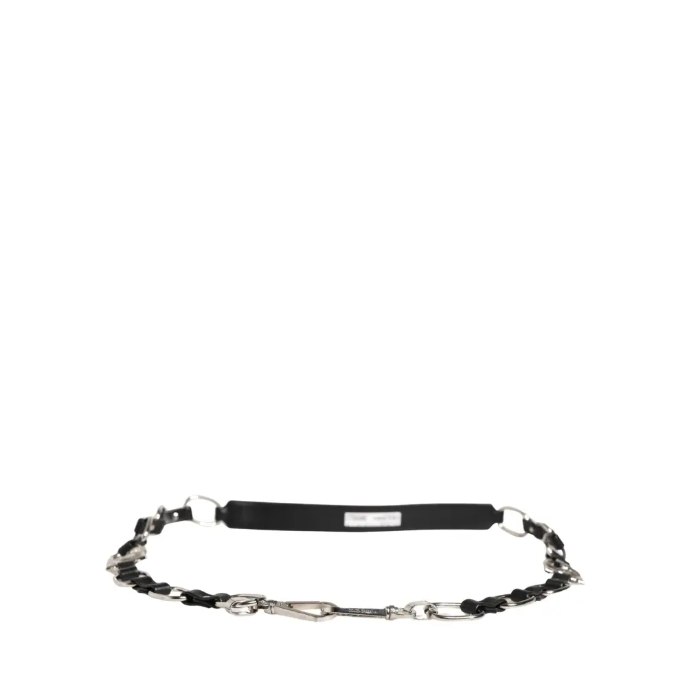 Dolce & Gabbana gabbana black leather strap with silver chain clasp