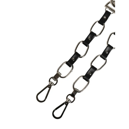 Dolce & Gabbana gabbana black leather strap with silver chain links and hooks