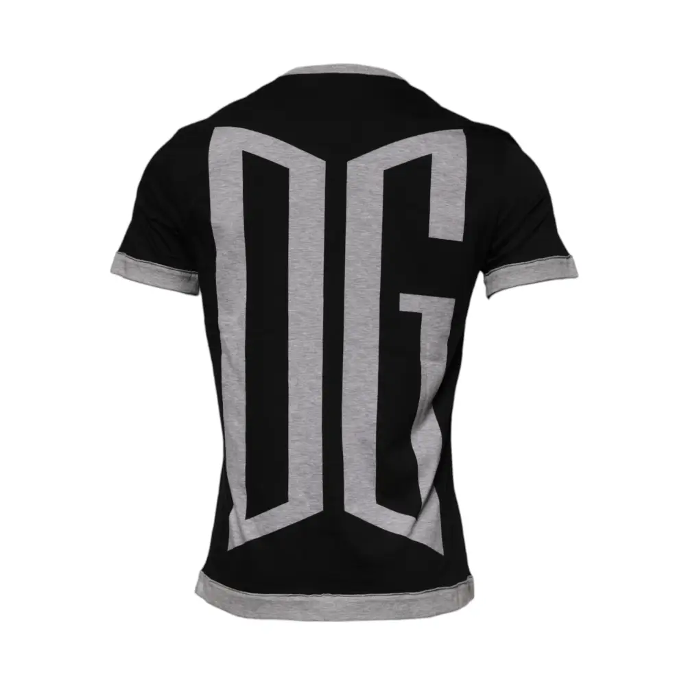 Sort sorte t-shirt Dolce & Gabbana med grå dg-logo, 100% originale brands