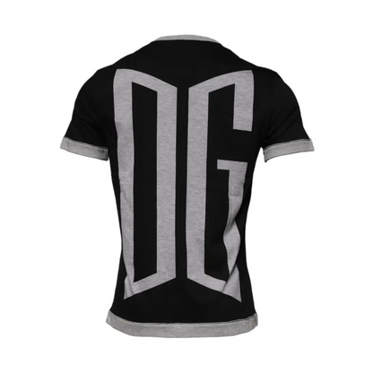 Sort sorte t-shirt Dolce & Gabbana med grå dg-logo, 100% originale brands