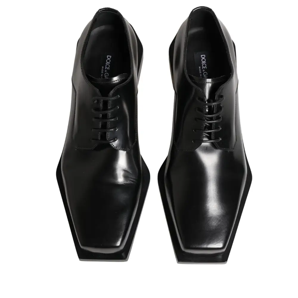 Dolce & Gabbana sorte mat lakerede dress derby sko med platform sål