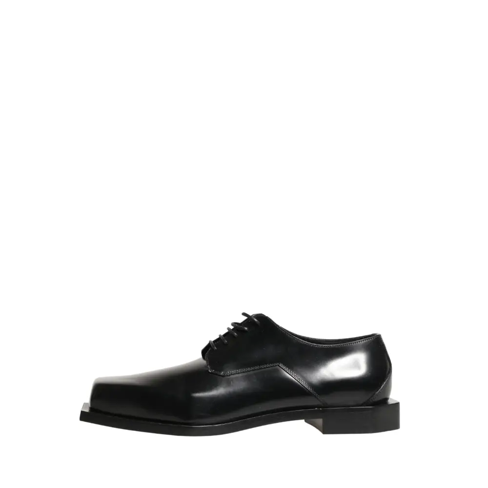 Dolce & Gabbana sorte matte læder dress derby sko med firkantet tå og lav hæl