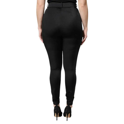 Dolce & Gabbana Black Nylon High Waist Slim Fit Pants