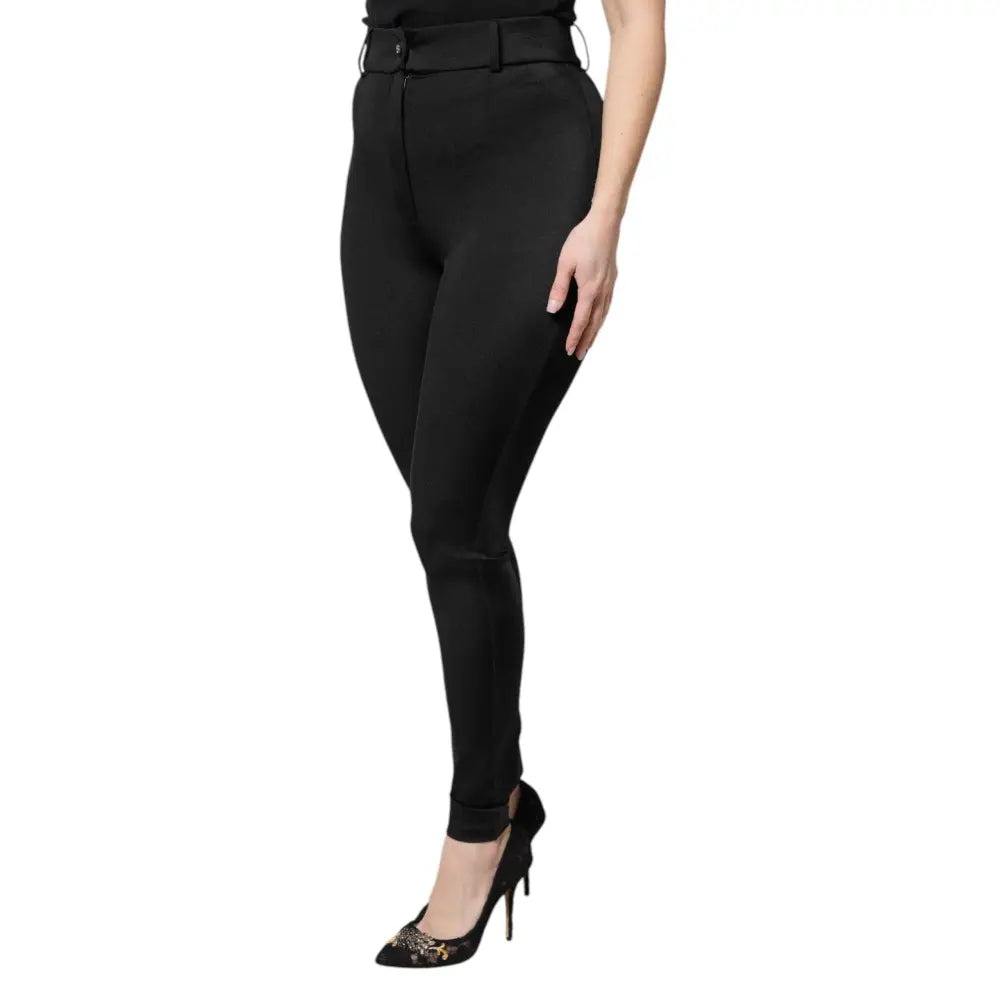 Dolce & Gabbana Black Nylon High Waist Slim Fit Pants