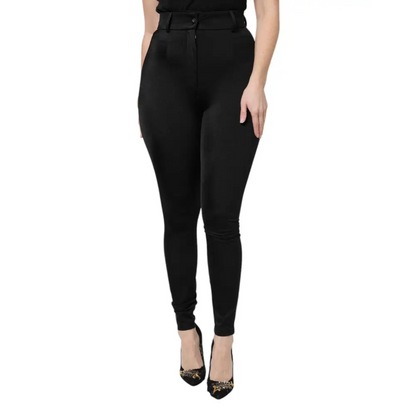 Dolce & Gabbana Black Nylon High Waist Slim Fit Pants - Bukser