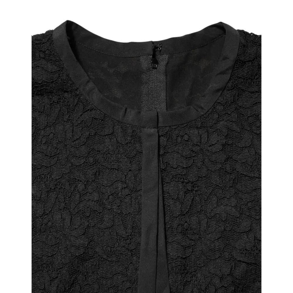 Dolce & Gabbana Black Nylon Lace Long Sleeve Blouse Top