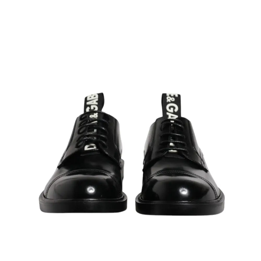 Dolce & Gabbana Black Patent Leather Derby Lace Up Formal Dress Shoes