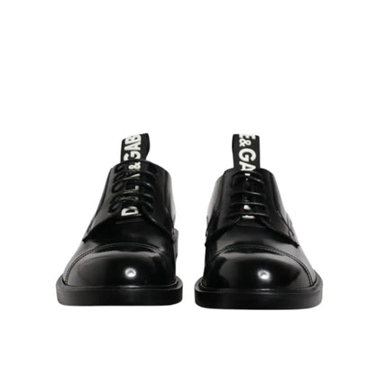 Dolce & Gabbana Black Patent Leather Derby Lace Up Formal Dress Shoes