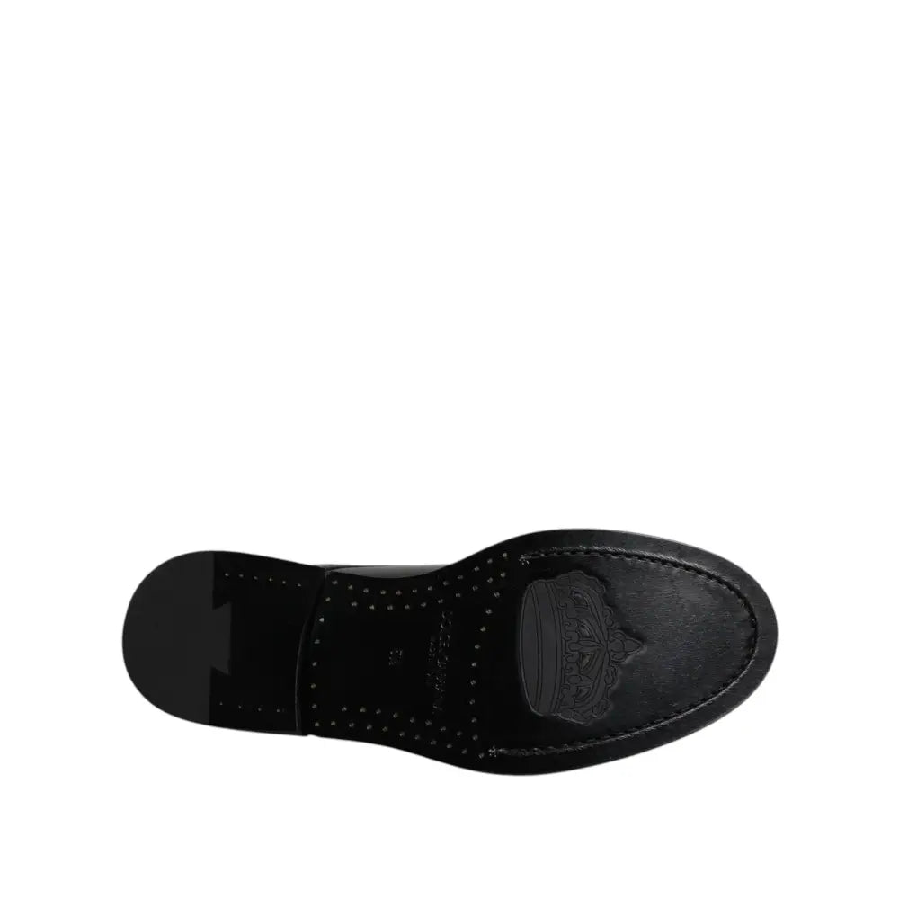 Dolce & Gabbana Black Patent Leather Derby Lace Up Formal Dress Shoes