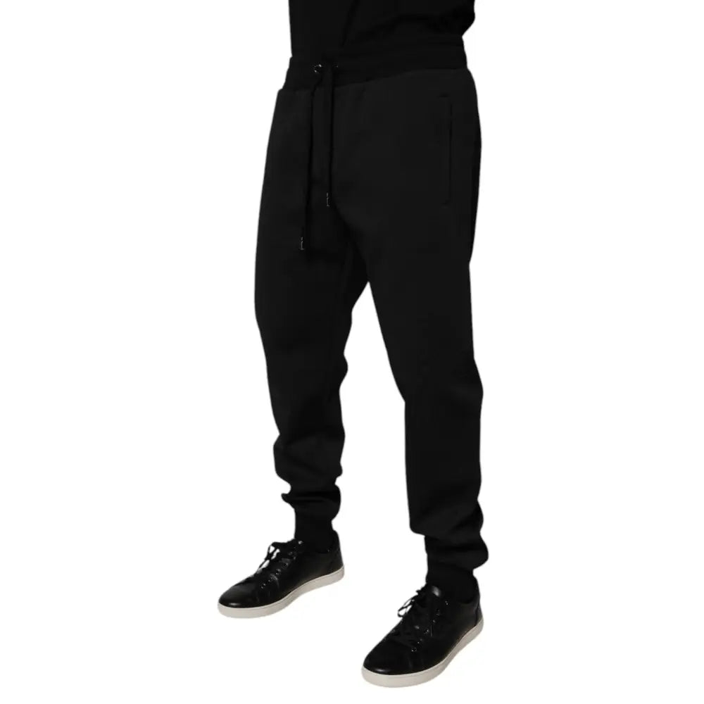 Dolce & Gabbana Black Polyester Men Jogger Sweatpants Pants
