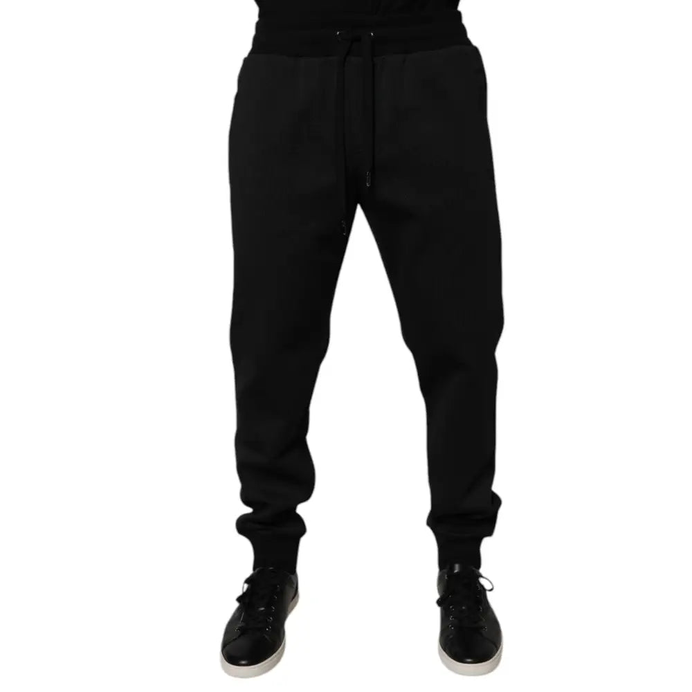 Dolce & Gabbana Black Polyester Men Jogger Sweatpants Pants