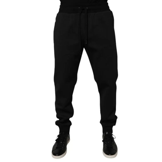 Dolce & Gabbana Black Polyester Men Jogger Sweatpants Pants