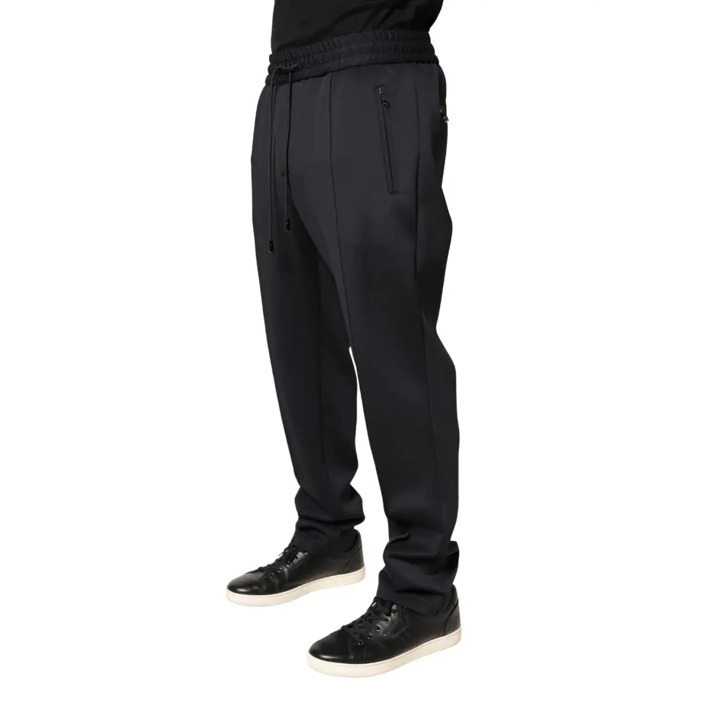 Dolce & Gabbana sorte polyester skinny joggers med snert, lommer og glat stof