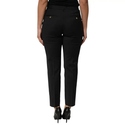 Dolce & Gabbana Black Polyester Tapered Women Trouser Pants
