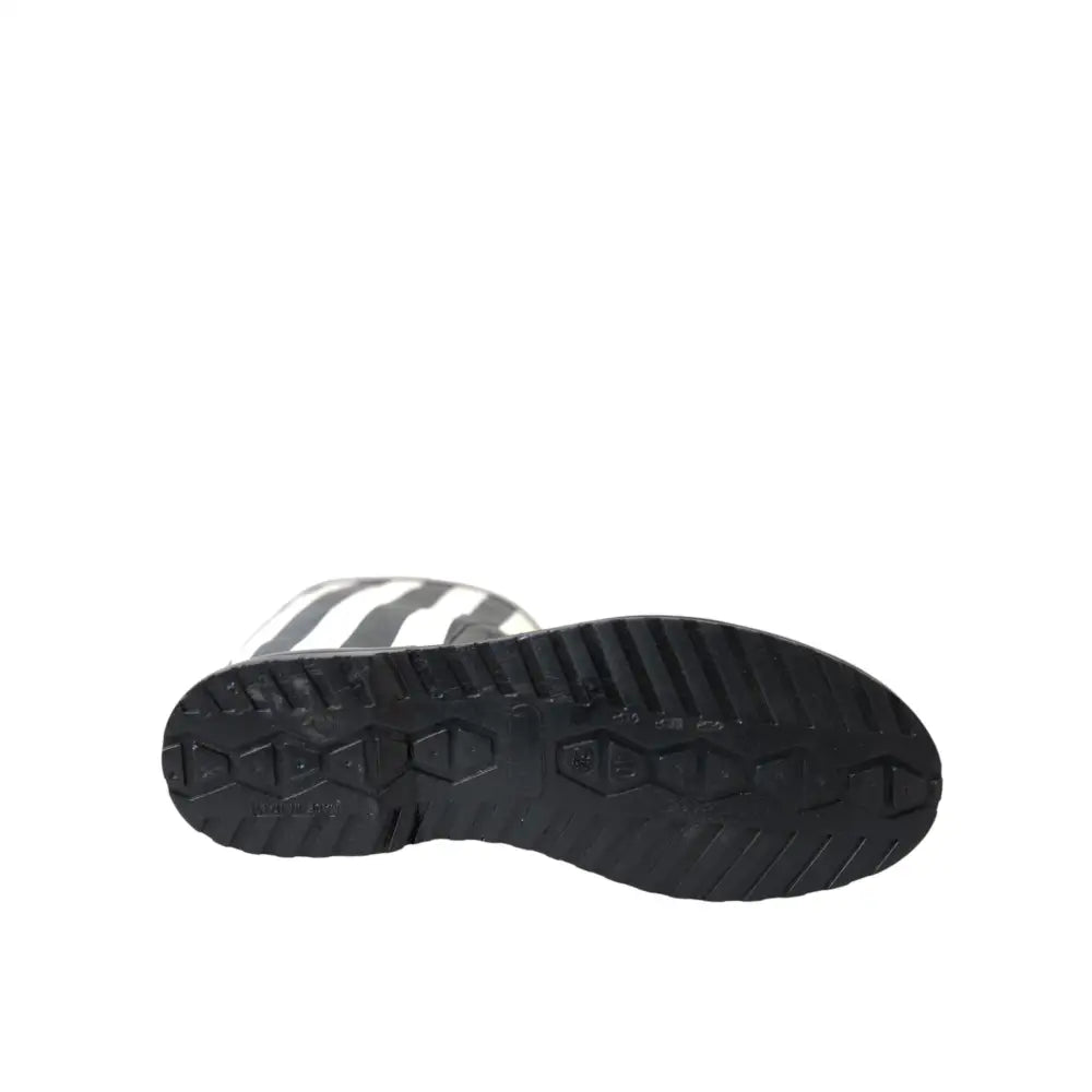 Dolce & Gabbana Black Rubber Knee High Flat Boots Shoes